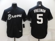 Wholesale Cheap Men's Atlanta Braves #5 Freddie Freeman Black Cool Base Stitched Jersey