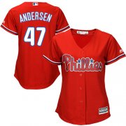 Wholesale Cheap Phillies #47 Larry Andersen Red Alternate Women's Stitched MLB Jersey