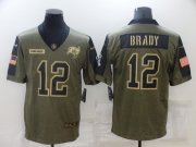 Wholesale Cheap Men's Tampa Bay Buccaneers #12 Tom Brady Nike Olive 2021 Salute To Service Limited Player Jersey
