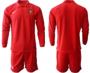 Wholesale Cheap Men 2021 European Cup Portugal home red Long sleeve Soccer Jersey