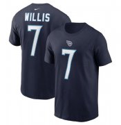 Wholesale Cheap Men's Tennessee Titans #7 Malik Willis 2022 Navy Name & Number T-Shirt