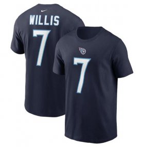 Wholesale Cheap Men\'s Tennessee Titans #7 Malik Willis 2022 Navy Name & Number T-Shirt