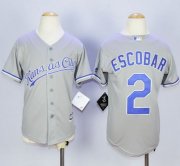 Wholesale Cheap Royals #2 Alcides Escobar Grey Cool Base Stitched Youth MLB Jersey