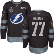 Wholesale Cheap Adidas Lightning #77 Victor Hedman Black 1917-2017 100th Anniversary 2020 Stanley Cup Final Stitched NHL Jersey