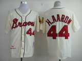 Wholesale Cheap Mitchell And Ness 1963 Braves #44 Hank Aaron Cream Throwback Stitched MLB Jersey