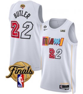 Wholesale Cheap Men\'s Miami Heat #22 Jimmy Butler White 2023 Finals City Edition With NO.6 Patch Stitched Basketball Jersey