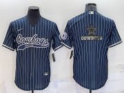 Wholesale Cheap Men's Dallas Cowboys Navy Team Big Logo With Patch Cool Base Stitched Baseball Jersey