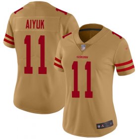 Wholesale Cheap Nike 49ers #11 Brandon Aiyuk Gold Women\'s Stitched NFL Limited Inverted Legend Jersey