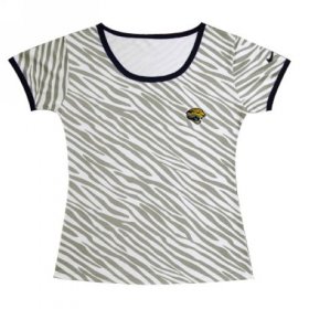 Wholesale Cheap Women\'s Nike Jacksonville Jaguars Chest Embroidered Logo Zebra Stripes T-Shirt