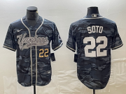 Cheap Men's New York Yankees #22 Juan Soto Number Grey Camo Cool Base With Patch Stitched Baseball Jersey