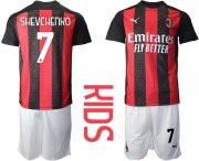 Wholesale Cheap Youth 2020-2021 club AC milan home 7 red Soccer Jerseys