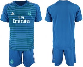Wholesale Cheap Real Madrid Blank Blue Goalkeeper Soccer Club Jersey