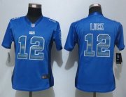 Wholesale Cheap Nike Colts #12 Andrew Luck Royal Blue Team Color Women's Stitched NFL Elite Strobe Jersey