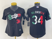 Wholesale Cheap Women's Los Angeles Dodgers #34 Toro Valenzuela Mexico Number Black Cool Base Stitched Baseball Jersey
