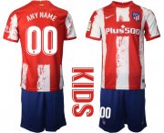 Wholesale Cheap Youth 2021-2022 Club Atletico Madrid home red customized Nike Soccer Jersey