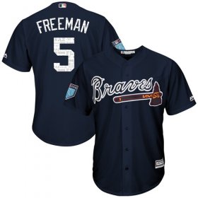 Wholesale Cheap Braves #5 Freddie Freeman Navy Blue 2018 Spring Training Cool Base Stitched MLB Jersey