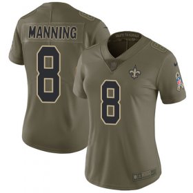 Wholesale Cheap Nike Saints #8 Archie Manning Olive Women\'s Stitched NFL Limited 2017 Salute to Service Jersey
