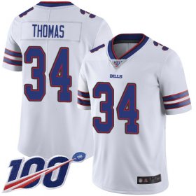 Wholesale Cheap Nike Bills #34 Thurman Thomas White Men\'s Stitched NFL 100th Season Vapor Limited Jersey