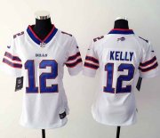 Wholesale Cheap Nike Bills #12 Jim Kelly White Women's Stitched NFL Elite Jersey