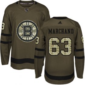Wholesale Cheap Adidas Bruins #63 Brad Marchand Green Salute to Service Youth Stitched NHL Jersey