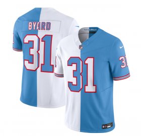 Wholesale Cheap Men\'s Tennessee Titans #31 Kevin Byard White Blue 2023 F.U.S.E. Split Vapor Limited Throwback Football Stitched Jersey