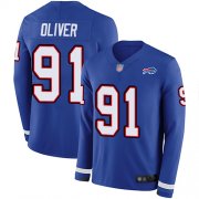 Wholesale Cheap Nike Bills #91 Ed Oliver Royal Blue Team Color Men's Stitched NFL Limited Therma Long Sleeve Jersey
