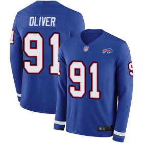 Wholesale Cheap Nike Bills #91 Ed Oliver Royal Blue Team Color Men\'s Stitched NFL Limited Therma Long Sleeve Jersey