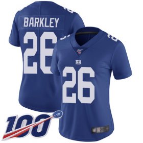Wholesale Cheap Nike Giants #26 Saquon Barkley Royal Blue Team Color Women\'s Stitched NFL 100th Season Vapor Limited Jersey