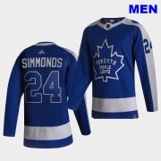 Wholesale Cheap Men's Toronto Maple Leafs #24 Wayne Simmonds 2021 Reverse Retro Blue Special Edition Authentic Jersey