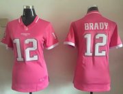 Wholesale Cheap Nike Patriots #12 Tom Brady Pink Women's Stitched NFL Elite Bubble Gum Jersey