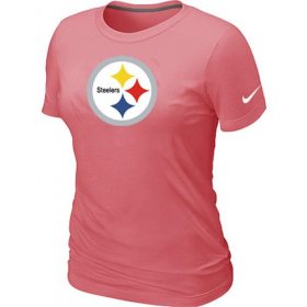 Wholesale Cheap Women\'s Nike Pittsburgh Steelers Pink Logo T-Shirt