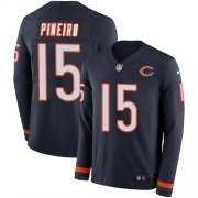 Wholesale Cheap Men's Bears #15 Eddy Pineiro Navy Blue Team Color Men's Stitched NFL Limited Therma Long Sleeve Jersey