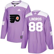 Wholesale Cheap Adidas Flyers #88 Eric Lindros Purple Authentic Fights Cancer Stitched Youth NHL Jersey