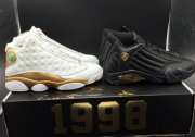 Wholesale Cheap Jordan 13&14 Retro DMP Pack Shoes White Gold/Black Gold