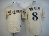 Wholesale Cheap Brewers #8 Ryan Braun Cream YOUniform Cool Base Stitched MLB Jersey