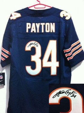 Wholesale Cheap Nike Bears #34 Walter Payton Navy Blue Team Color Men\'s Stitched NFL Elite Autographed Jersey