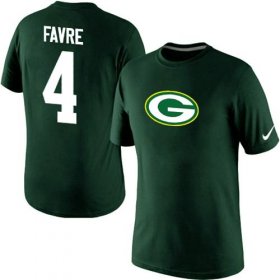Wholesale Cheap Nike Green Bay Packers #4 Brett Favre Name & Number NFL T-Shirt Green