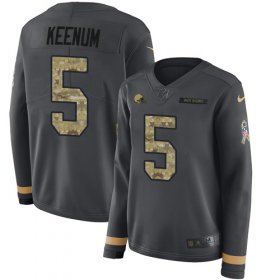 Wholesale Cheap Nike Browns #5 Case Keenum Anthracite Salute to Service Women\'s Stitched NFL Limited Therma Long Sleeve Jersey