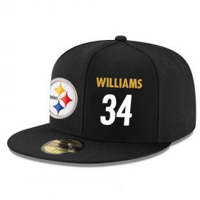 Wholesale Cheap Pittsburgh Steelers #34 DeAngelo Williams Snapback Cap NFL Player Black with White Number Stitched Hat