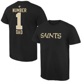 Wholesale Cheap Men\'s New Orleans Saints Pro Line College Number 1 Dad T-Shirt Black
