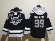 Cheap Men's Los Angeles Kings #99 Wayne Gretzky Black Ageless Must-Have Lace-Up Pullover Hoodie