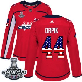 Wholesale Cheap Adidas Capitals #44 Brooks Orpik Red Home Authentic USA Flag Stanley Cup Final Champions Women\'s Stitched NHL Jersey