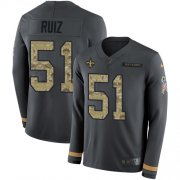 Wholesale Cheap Nike Saints #51 Cesar Ruiz Anthracite Salute to Service Men's Stitched NFL Limited Therma Long Sleeve Jersey