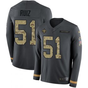 Wholesale Cheap Nike Saints #51 Cesar Ruiz Anthracite Salute to Service Men\'s Stitched NFL Limited Therma Long Sleeve Jersey