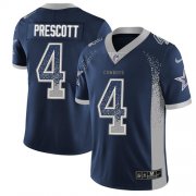 Wholesale Cheap Nike Cowboys #4 Dak Prescott Navy Blue Team Color Men's Stitched NFL Limited Rush Drift Fashion Jersey