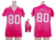 Wholesale Cheap Nike 49ers #80 Jerry Rice Pink Draft Him Name & Number Top Women's Stitched NFL Elite Jersey