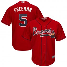 Wholesale Cheap Atlanta Braves #5 Freddie Freeman Majestic 2019 Alternate Official Cool Base Player Jersey Scarlet