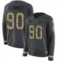 Wholesale Cheap Nike Texans #90 Jadeveon Clowney Anthracite Salute to Service Women's Stitched NFL Limited Therma Long Sleeve Jersey