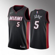 Wholesale Cheap Men's Miami Heat #5 Nikola Jovic 2022 Black Icon Edition 75th Anniversary Stitched Basketball Jersey