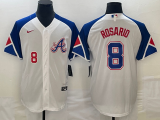 Cheap Men's Atlanta Braves #8 Eddie Rosario Number White 2023 City Connect Cool Base Stitched Jersey